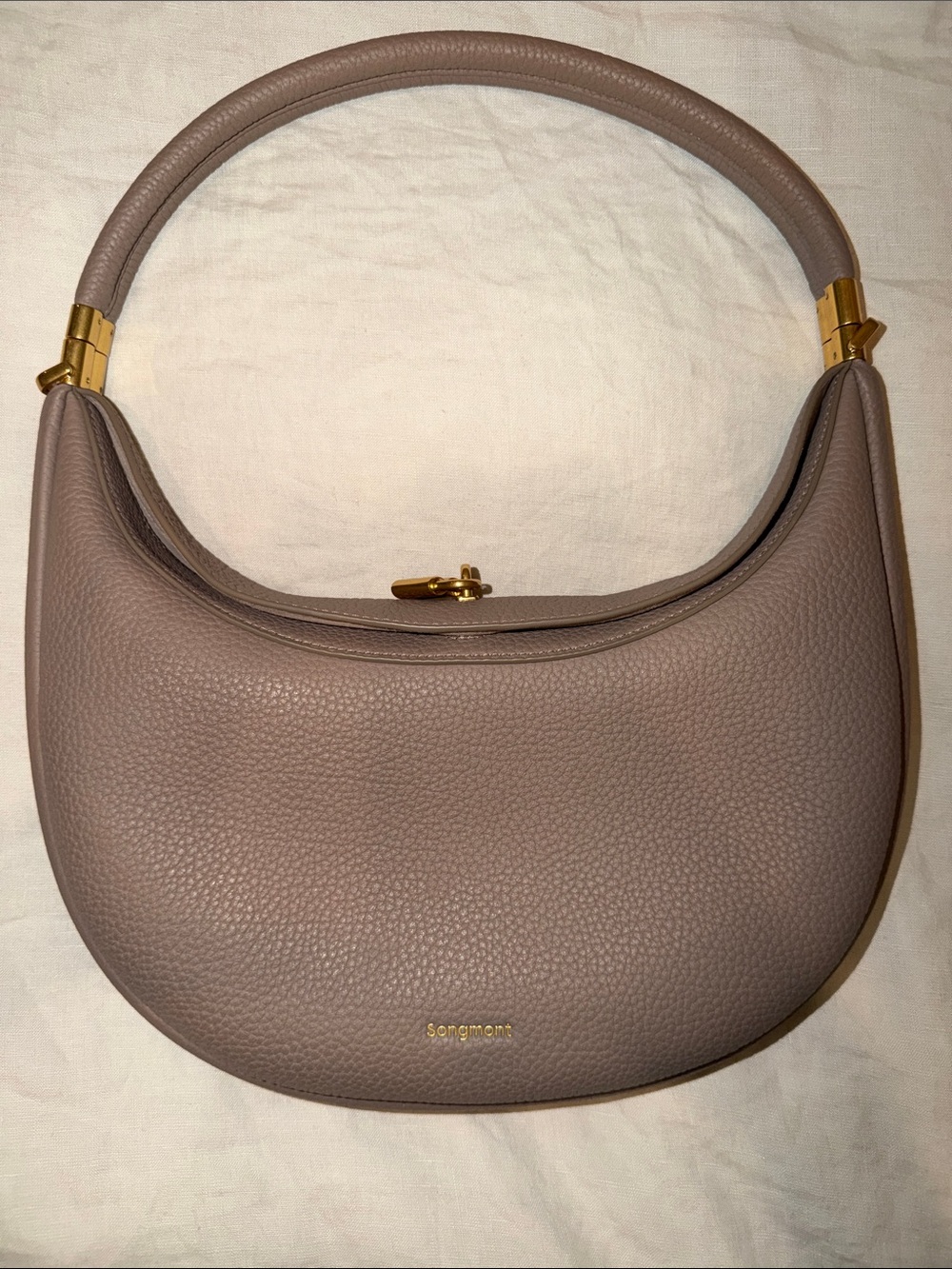 Songmont Pebbled Leather Luna Shoulder Bag in Walnut